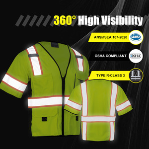 Gilet de sécurité haute visibilité en maille réfléchissante, respirant, en polyester, classe 3, à manches courtes, multi-poches, livraison gratuite depuis les États-Unis - Product Image 6