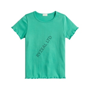 T-shirt vert à coupe classique pour enfants, T-shirt décontracté à col rond et manches courtes pour enfants, design personnalisé, 100% coton, T-shirt en gros - Product Image 2