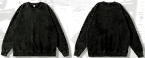 Sweat-shirt oversize professionnel pour femme, col rond, manches longues, délavé à l'acide, style vintage décontracté, avec badge personnalisé sur le devant - Product Image 2