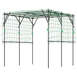 Arco da Giardino in Metallo Nero Alto 2,23 m con Rete per Piante Rampicanti, Supporto per Ortaggi e Cetrioli - Product Image 1