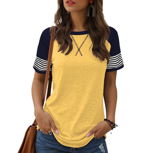 Camiseta de Mujer, Simple, de Color Sólido, con Estampado, Cuello Redondo, Tops de Verano, Camiseta de Moda para Mujer, Camiseta con Logotipo Personalizado para Mujer - Product Image 4