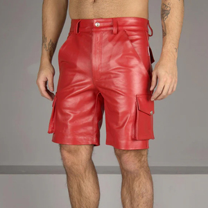 Créez vos propres shorts en cuir rouge pour hommes, tendance, faciles à porter, confortables, service OEM ODM, prix d'usine, sur mesure. - Product Image 1