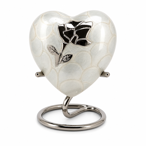 White Brass Silver Engraved Heart Shaped <b>Keepsake</b> Cremation <b>Memorial</b> <b>Keepsakes</b> Urn for Funeral Ashes - Product Image 4