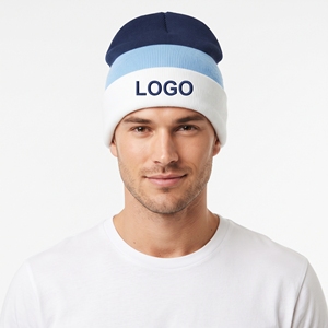 Bonnet d'hiver tricoté personnalisé à blocs de couleur, unisexe, épais, rayé, à revers, doux et chaud, pour l'extérieur - Product Image 5