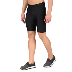 Shorts de compression noirs pour hommes, style sportif, séchage rapide, spandex, polyester, taille élastique, longueur Bermuda - Product Image 6