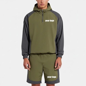 Conjunto de 2 piezas personalizado para hombre: Camisa de manga corta con cremallera y pantalones cortos de nailon estampado con efecto lavado ácido, tela satinada, ideal para verano. - Product Image 6