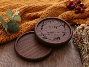 Wholesale ILAHI's Eco-Friendly Brown Square Wooden Coaster Classic Design Tabletop <b>Protective</b> Accessory Customizable Size Home - Product Image 2