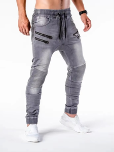 Jeans décontractés slim en denim délavé pour hommes, coupe droite, vente en gros d'été, personnalisables pour usine de mode - Product Image 3