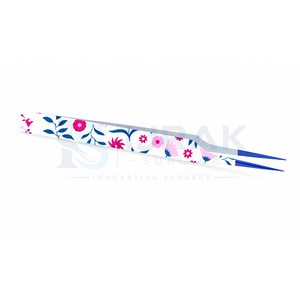 Pinzas Quirúrgicas Ijrak con Diseño Floral y Puntas Azules Lisas, Acero Inoxidable Duradero de Precisión para Extensión de Pestañas - Product Image 4