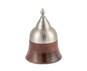 Round Shape Metal Hotpot With Wooden Stand and Hammered Lid Handmade Casserole for High-Quality <b>Cooking</b> and Stylish Presentation - Product Image 6