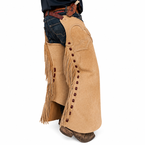 CLOSITWEAR Chaps Vaqueros Unisex de Cuero Genuino Estilo Vaquero Nuevo, Pantalones Largos de Montar a Caballo de Cintura Media con Flecos para Equitación y Rodeo - Product Image 1