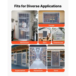 Rideau à lanières en PVC transparent, 96 cm de hauteur x 60 cm de largeur x 0,08 cm d'épaisseur, 10 pièces, pour congélateur et chambre froide, tissu lisse - Product Image 3