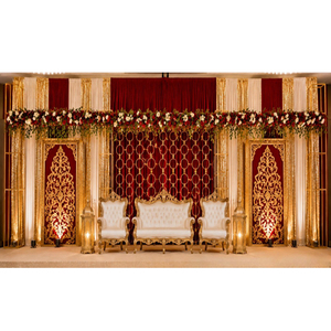 Elegantes Paneles de Fondo Desmontables y Ligeros de Fibra de Vidrio para Escenarios de Recepción, Personalizables para Bodas - Product Image 1