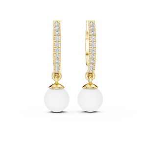 Pendientes de Aro con Diamantes y Perlas, Plata de Ley, Certificados por IGI, Joyería de Lujo para Regalo de Aniversario o Fiesta - Product Image 6