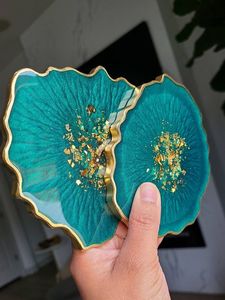 Resin <b>Agate</b> <b>Coaster</b> Set Luxury Decorative Cup Holder Mat for Tea Coffee Dining Table Home Tableware Accessory Eco-Friendly - Product Image 1
