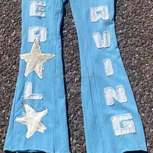 Fabricante de impresión de logotipo personalizado Terry Fleece Serigrafía Pantalones de chándal Hombres Flared Jogger Vintage Acid Wash Flare Pantalones de chándal - Product Image 6