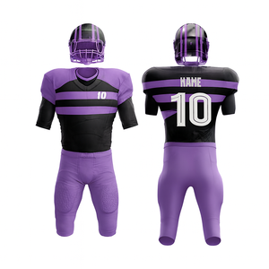 Uniforme de Fútbol Americano Personalizable para Hombre, Jersey Ajustado de Manga Corta y Pantalones, Diseño a Rayas de Poliéster que Absorbe la Humedad, con Número - Product Image 1