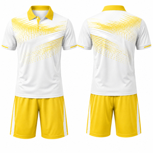 Conjunto Deportivo Personalizable al por Mayor, Camiseta y Pantalones Cortos de Tenis Sublimados, 100% Poliéster, Cintura Elástica, para Hombre - Product Image 3