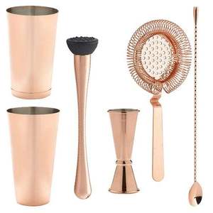 Ensemble de préparation de boissons plaqué cuivre avec accessoires à cocktails pour les rassemblements sociaux et les soirées à la maison - Product Image 3