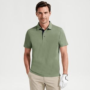 Polo de algodón verde para hombre, manga corta, para todas las estaciones, estilo uniforme, tela de alta calidad, camisetas tipo polo, cuello personalizable - Product Image 1