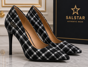 Escarpins à talons aiguilles de luxe pour femmes, motif écossais, style mariage, chaussures à talons hauts tendance - Product Image 1
