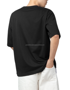 T-shirt en coton de bambou bleu surdimensionné pour homme avec imprimé lettre G blanche sur le devant, col rond décontracté, manches courtes, coupe jersey, séchage rapide - Product Image 5