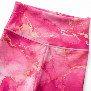 Conjunto de Yoga WATZY SPORTS con Estampado de Mármol Rosa Dorado, Top Corto y Leggings Largos, Dos Piezas, Spandex/Poliéster, Elástico en Cuatro Direcciones - Product Image 6