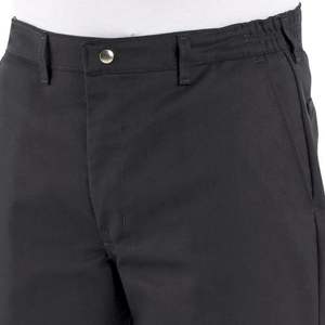 Pantalon de cuisine unisexe en tissu sergé avec élastique latéral, noir, pour uniforme de chef - Product Image 2