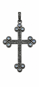 Pendentif croix en argent sterling 925 plaqué rhodium noir fait main avec diamants véritables étincelants, cadeau religieux de luxe - Product Image 3