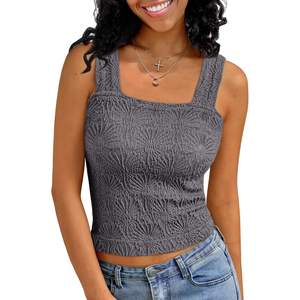 2025 mujer moda verano 2025 camiseta sin mangas cuello cuadrado Crop Top sin mangas Cami perfecto traje de vacaciones moda Y2K ropa - Product Image 2