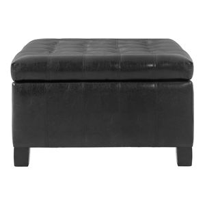 Pouf Contenitore Quadrato Nero in PU Trapuntato da 30,25 Pollici con Gambe in Legno di Gomma e Coperchio Sollevabile per Soggiorno e Camera da Letto - Product Image 6