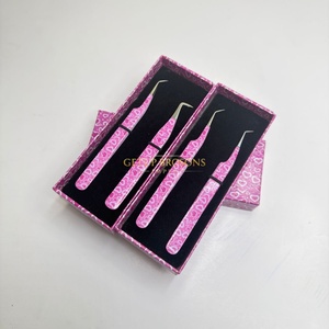 Pince à épiler professionnelle en acier inoxydable de haute qualité, avec revêtement en papier personnalisé en forme de cœur, isolation 90 Boot/45, pointe lisse de 10 mm et prise diamantée pour cils - Product Image 4