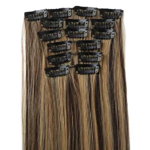 100% Remy Weft Straight Highlighted Full Lace <b>Wig</b> Long with Ombre Dark Brown to <b>Blonde</b> Hair Natural Straight Texture Human Weft - Product Image 5