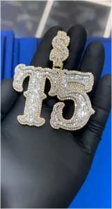 Pendentif Lettre/Numéro Hip Hop en Moissanite, Argent 925, Diamant VVS Iced Out, Pendentif Moissanite Personnalisé - Product Image 2