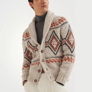 European Plus Size Men's & women's <b>Cardigan</b> for Autumn Winter Cross-Border Factory Wholesale Knitted with Warm Neck Front Logo - Product Image 1