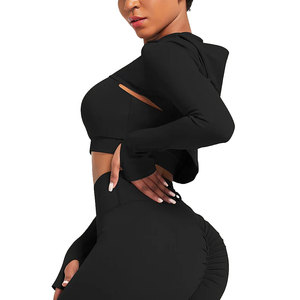 Black Crisscross Strap Yoga Set Scoop Neck Crop <b>Top</b> High Waist Full Length Leggings 2 Piece Spandex Polyester Activewear - Product Image 5