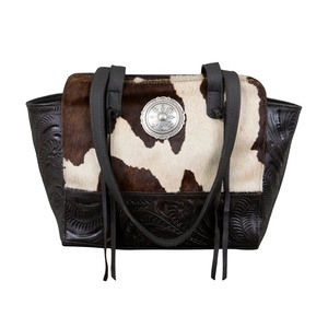 Luxury High Quality Bohemian Autumn Custom Cowhide Leather <b>Tote</b> <b>Bag</b> Hair <b>Tooled</b> Finish Customizable Color Wholesale Price - Product Image 1