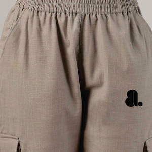 Women's Solid Color Canvas Cargo Pants Elastic Waist Loose Fit <b>Ankle</b>-Length Casual Summer Style With Pockets Right Leg Logo - Product Image 6