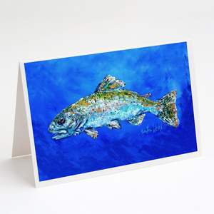 Whimsical A7 Tamaño 5x7 Fish Headed Downstream Tarjetas de notas en blanco Paquete de 8 con sobres para saludos - Product Image 1
