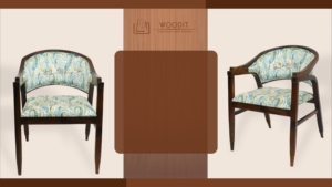 100% Solid Wooden Contemporary Curved-<b>Back</b> Accent Chair With Linen Blend Upholstered Backrest & Seated <b>Cushion</b> Living Room Chair - Product Image 3