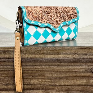 กระเป๋าสตางค์หนังแท้ลายตารางสไตล์ตะวันตกแบบยาวพร้อมสายคล้องมือสำหรับผู้หญิง รุ่นใหม่ ขายส่งจากโรงงาน ป้องกันการโจรกรรมข้อมูล RFID - Product Image 4