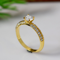 Ensemble de bagues rondes naturelles serties d'accentuations en zircone cubique, argent sterling 925, ensemble de bagues de fiançailles et de mariage pour femmes