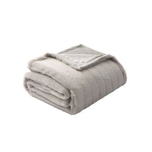 Coperta in Finta Pelliccia a Righe Beige 50x60 Pollici per Adulti e Adolescenti - Product Image 2