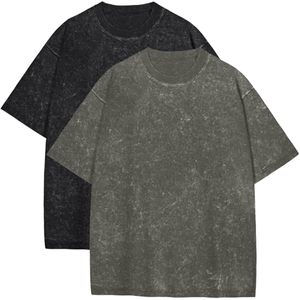 T-shirts vierges 100 % coton épais, blancs unis, personnalisables, pour hommes, coupe oversize, col rond, prix de gros - Product Image 2