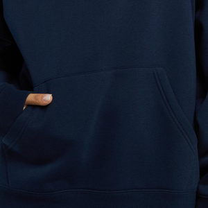 Custom Dark <b>Blue</b> Oversized <b>Women</b> Pullover <b>Hoodie</b> Plain Fleece Drop Shoulder Sweatshirt Pocket - Product Image 5
