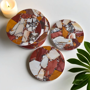 Posavasos de jaspe Mookaite elegantes y funcionales para el hogar y hoteles, que ofrecen durabilidad, elegancia y colores vibrantes. - Product Image 2