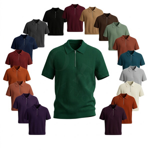 Chemise respirante à séchage rapide de qualité supérieure avec fermeture éclair sur le devant, en coton tricoté élégant à manches courtes, décontractée, confortable, imprimée et personnalisable - Product Image 1