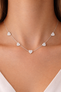 925 Sterling Silver Wholesale Luxury Heart Shape Lariat Necklace 14K/18K Solid Gold Lab Created Diamond Dainty Diamond Necklace - Product Image 5