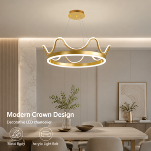 Modern Metal <b>Ring</b> Chandelier Tricolor LED Adjustable Height Gold Finish For Dining Room Living Room Restaurant - Product Image 2