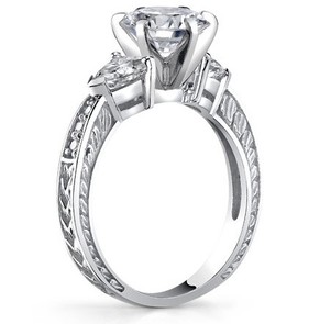 <b>Solitaire</b> Round Brilliant Cut Moissanite <b>Ring</b> 925 Sterling <b>Silver</b> Rhodium Plated Luxury Engagement Wedding Promise <b>Ring</b> - Product Image 2